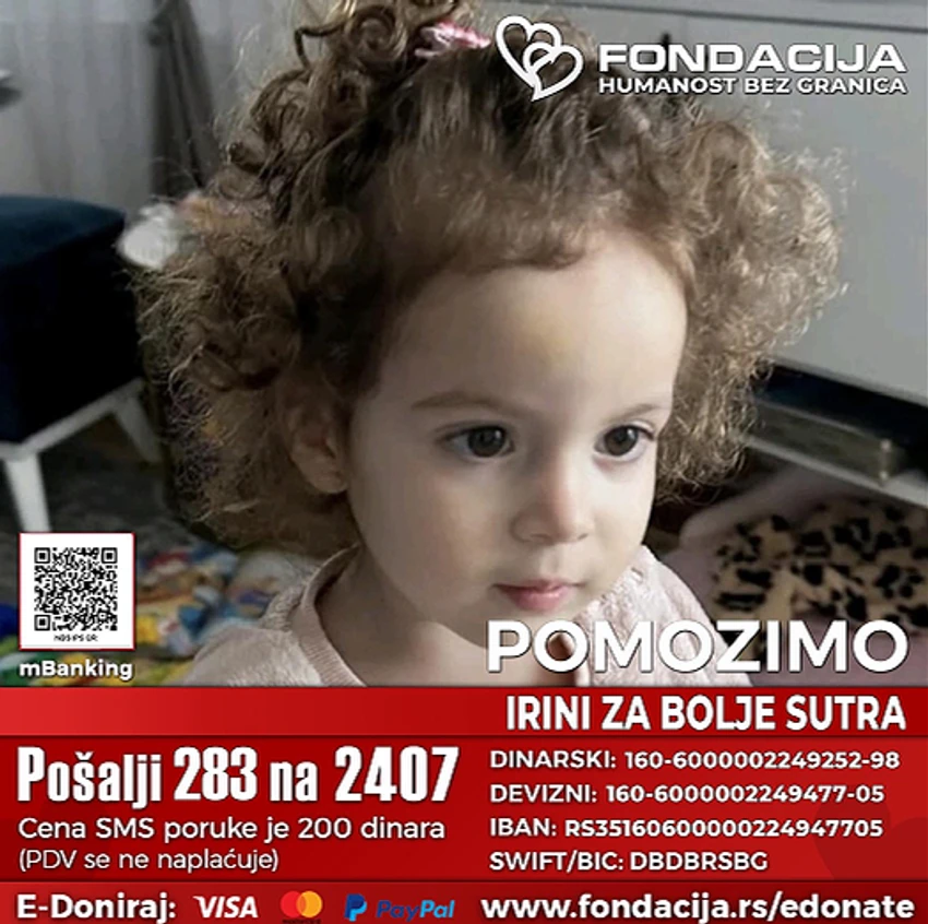 Irini je potrebna novčana pomoć za terapiju matičnim ćelijama 