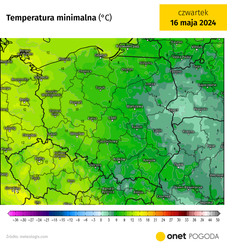 W nocy ze środy na czwartek na wschodzie możliwe są przygruntowe przymrozki