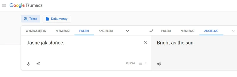 Google Tłumacz zna ponad 100 języków – choć, jak widać na powyższym przykładzie, niezbyt niedoskonale