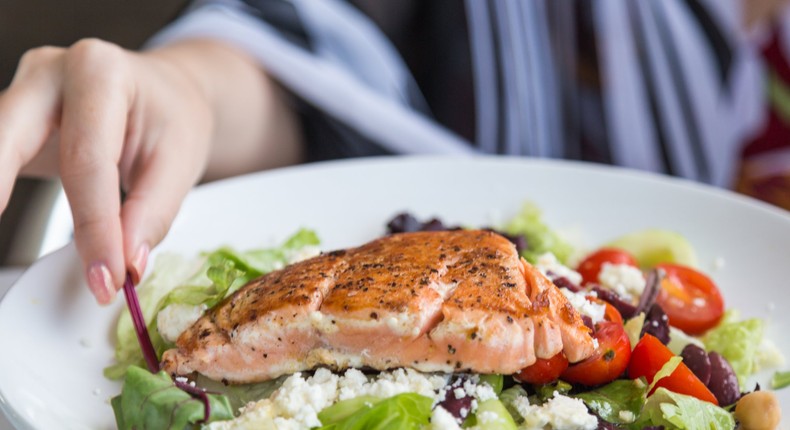 salmon salad eating fish mediterranean diet