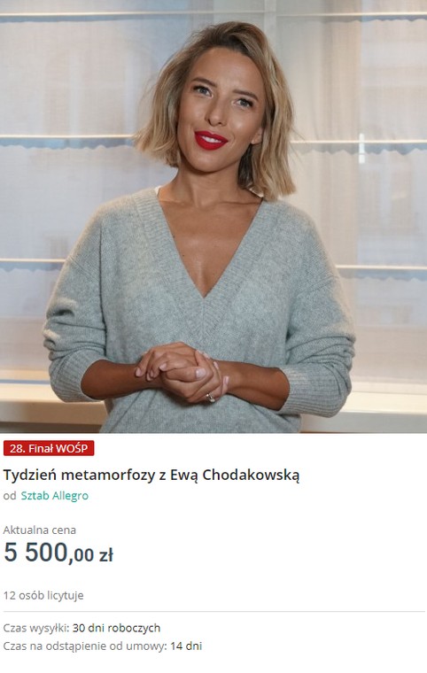 WOŚP 2020: Ewa Chodakowska przeprowadzi "tydzień metamorfozy"