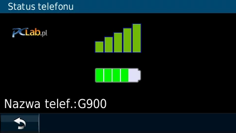 Z poziomu nawigacji sprawdzimy także stan baterii i zasięg
