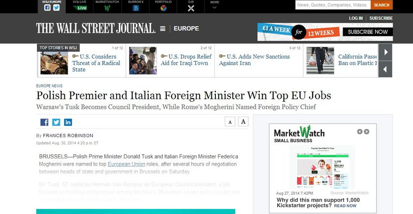 Wall Street Journal o Tusku