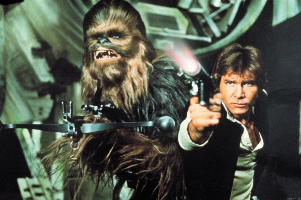 Harrison Ford jako Han Solo w filmie "Gwiezdne wojny: Część IV - Nowa Nadzieja"