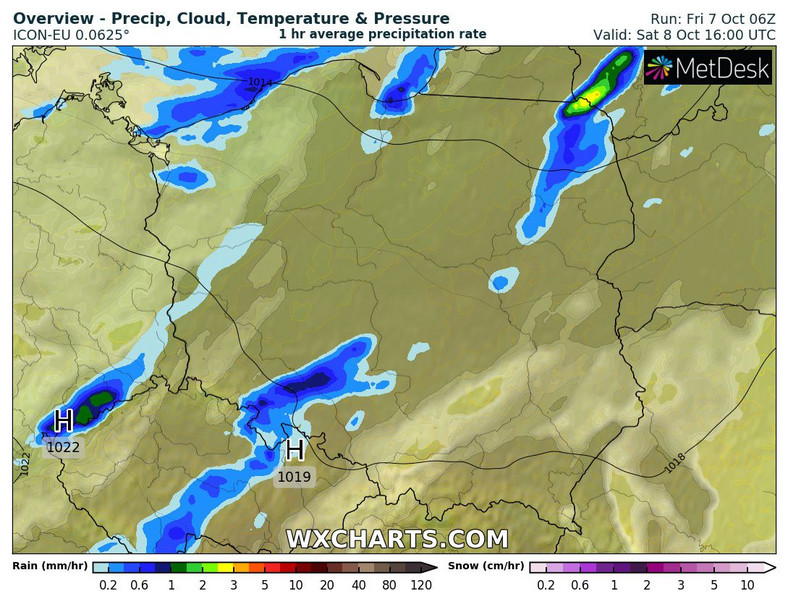 W sobotę front atmosferyczny będzie sunął przez Polskę