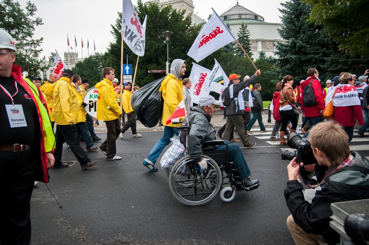 Protest związkowców z Solidarności w Warszawie. Fot. Maciek Suchorabski