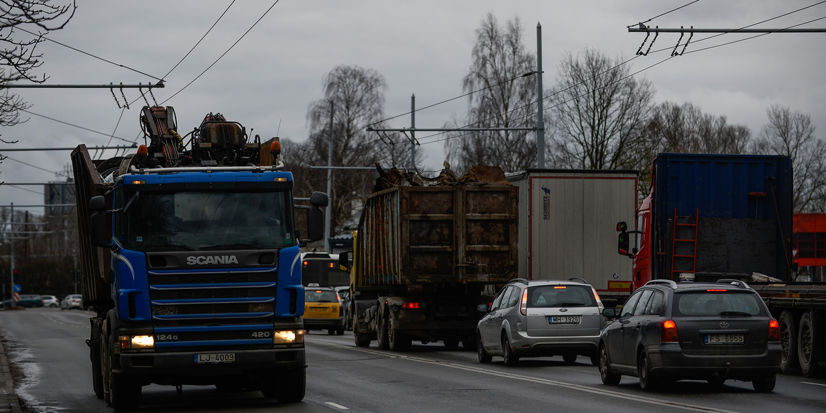 Na łotewskich drogach praktycznie nie da się w najbliższych dniach zobaczyć rosyjskich ciężarówek.