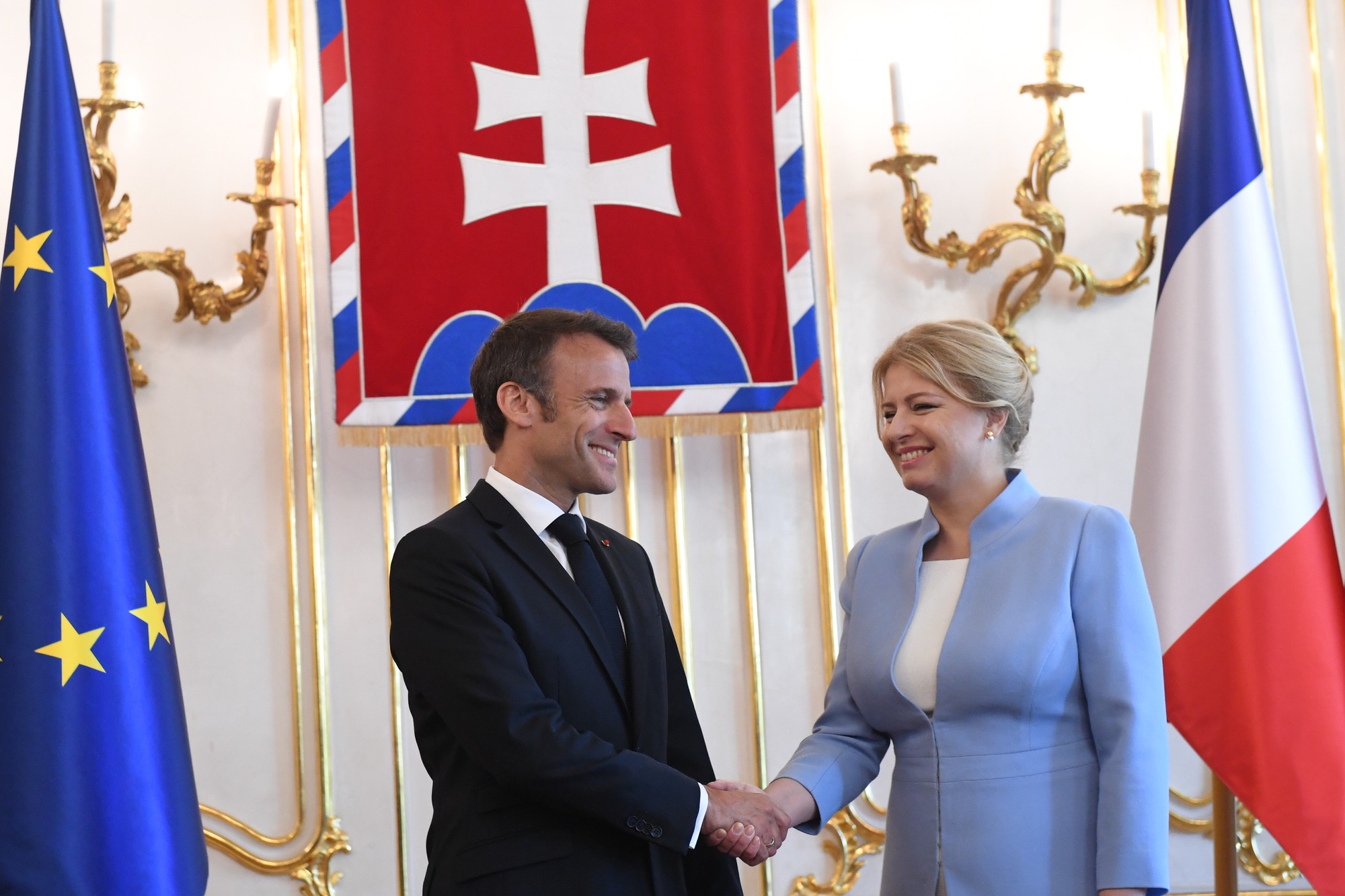 Prezidentka SR Zuzana Čaputová a francúzsky prezident Emmanuel Macron.