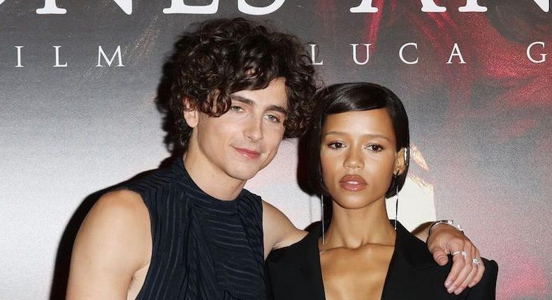 Timothe Chalamet and Taylor Russell at Bones and All premiere.Stefania D'Alessandro/Getty Images