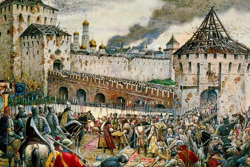 The expulsion of Polish invaders from the Moscow Kremlin, 1612 (late 19th or early 20th century). Ar