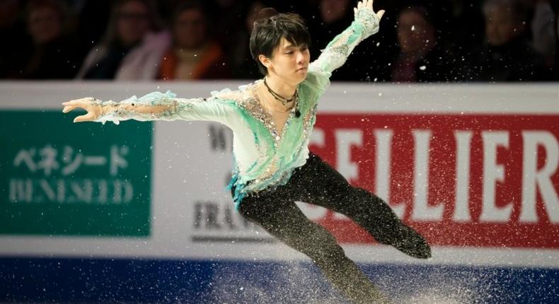 Yuzuru Hanyu of Japan skates during the ISU World Figure Skating Championships, at TD Garden in Boston, Massachusetts, in April 2016