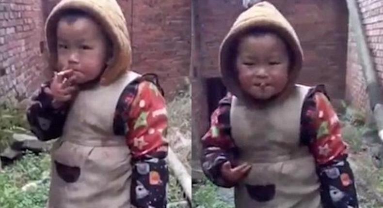 Smoking Chinese toddler goes viral