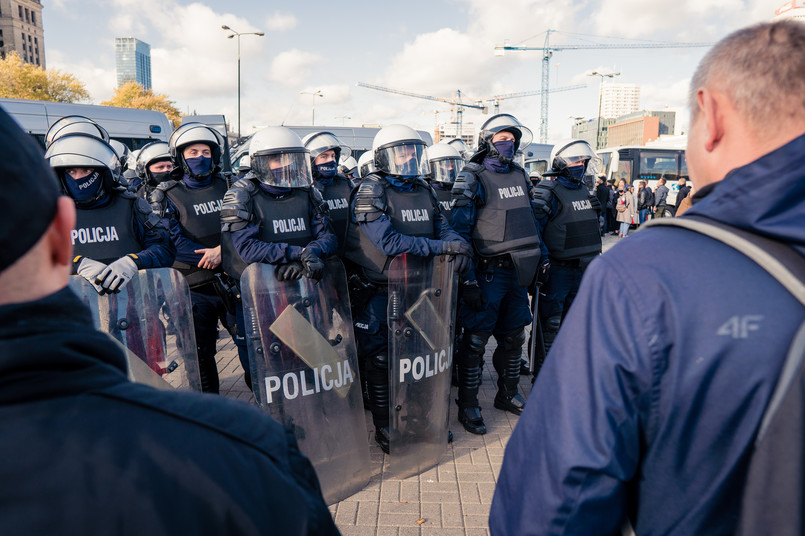 Protest w centrum Warszawy (fot. Justyna Karpińska)