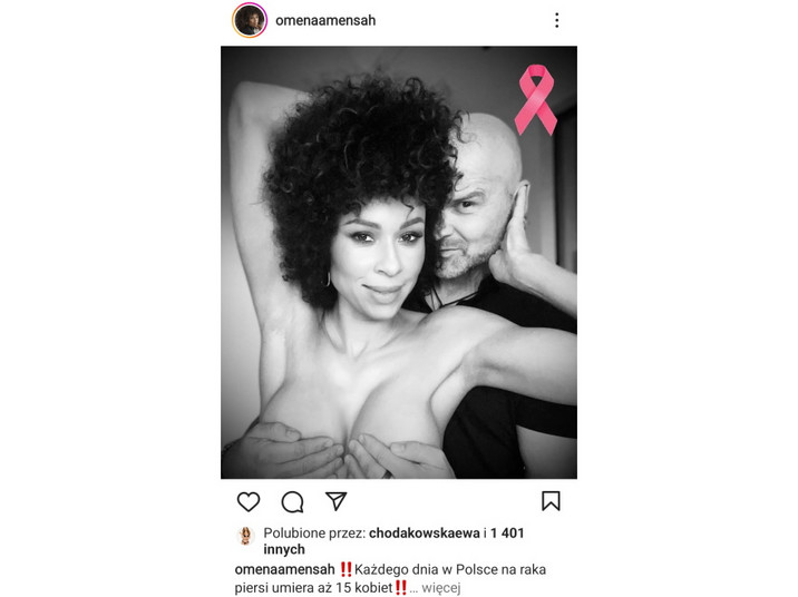 Widok postu zamieszczonego na profilu Omeny Mensah na Instagramie