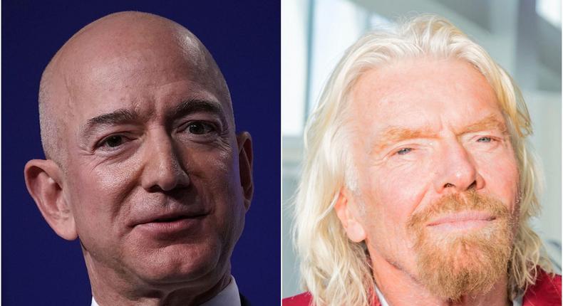Jeff Bezos (left) and Richard Branson (right) may be in a very tight space race.
