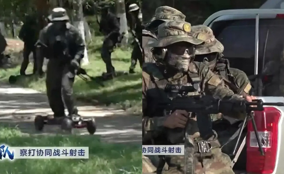 Podczas ćwiczeń chińscy komandosi jeździli na deskorolkach elektrycznych. To nie wszystko