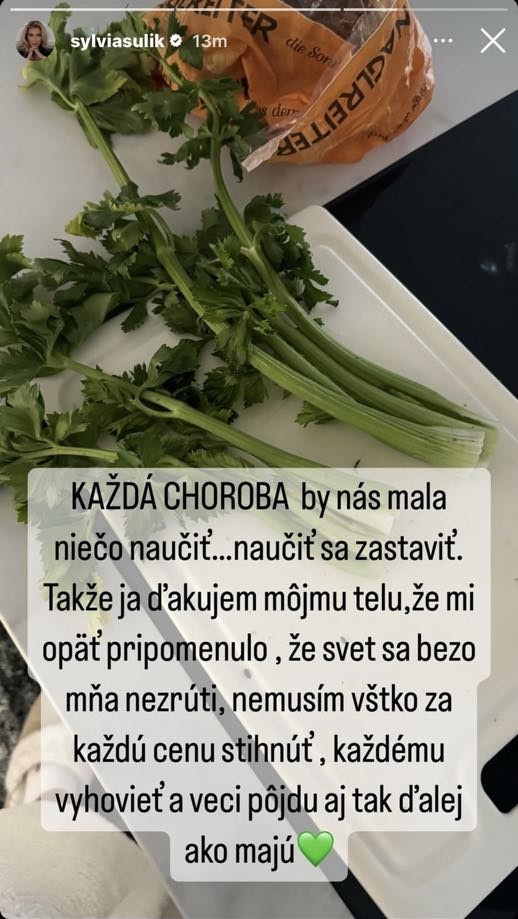 Sylvia Šulíková kvôli zdravotným problémom siahla po zelerovej šťave.