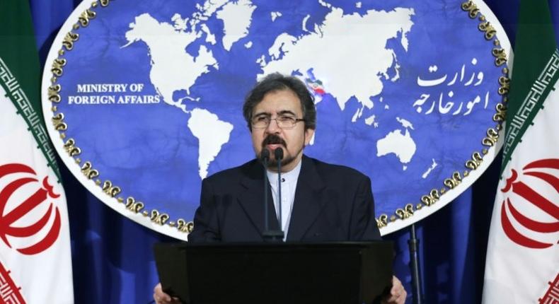 Iranian foreign ministry spokesman, Bahram Ghasemi, speaks during a press conference in Tehran