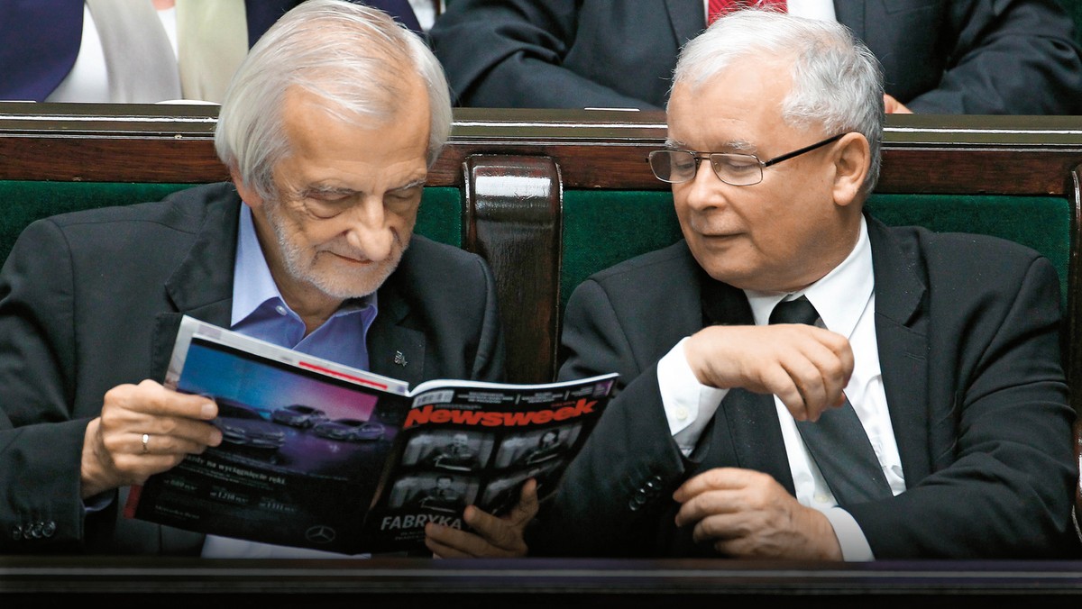 Ryszard Terlecki i Jarosław Kaczyński podczas posiedzenia Sejmu, Warszawa, lipiec 2016 r.