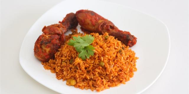 Jollof rice is usually served with chicken