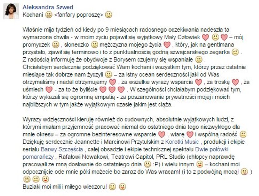 Facebook Aleksandry Szwed