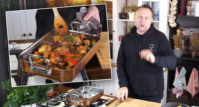 Obiad "na leniucha" od Tomasza Strzelczyka: wystarczą pałki kurczaka, jesienne warzywa i blaszka
