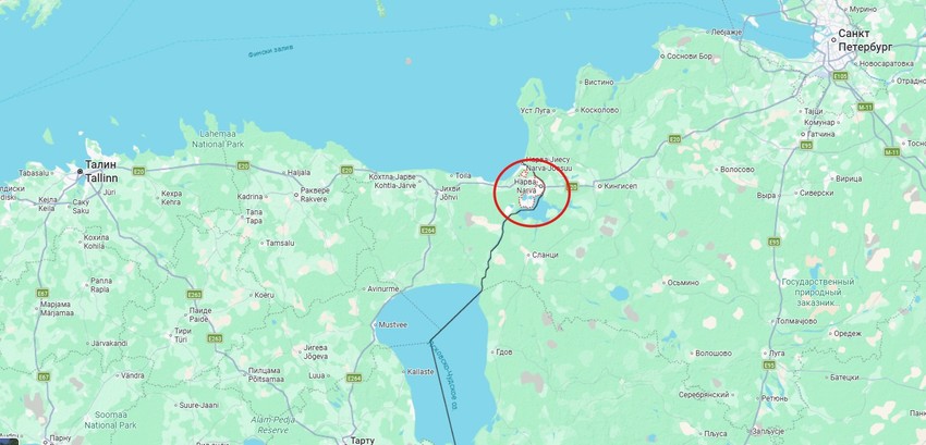 Narva na mapi