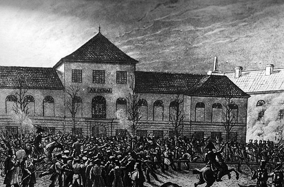 29 listopada 1830 r., warszawiacy szturmują Arsenał