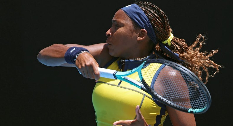 Coco Gauff during her first-round match with Slovakia's Anna Karolina Schmiedlova at the Australian Open tennis championships in January.Asanka Brendon Ratnayake/AP