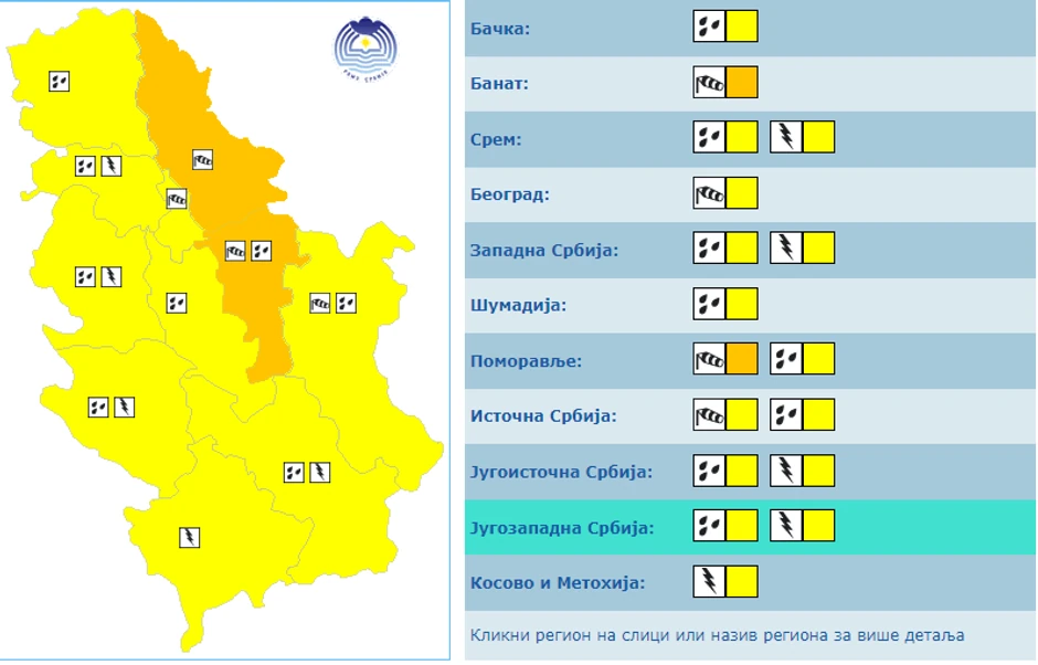 Meteo alarm 16. maj