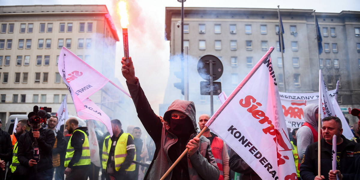 Protest górników w Warszawie. 24 marca 2023 r.