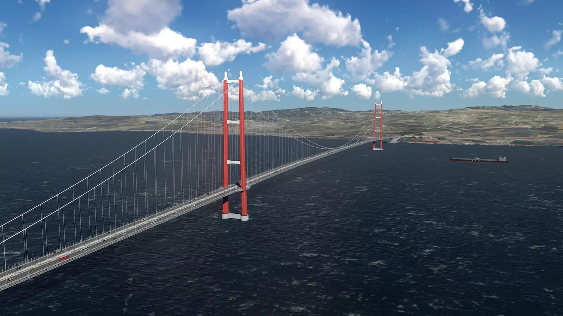 Najdłuższy most wiszący świata połączy Europę i Azję. Na budowie padł rekord