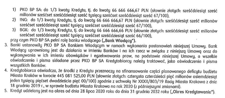 Fragment jednej z umów