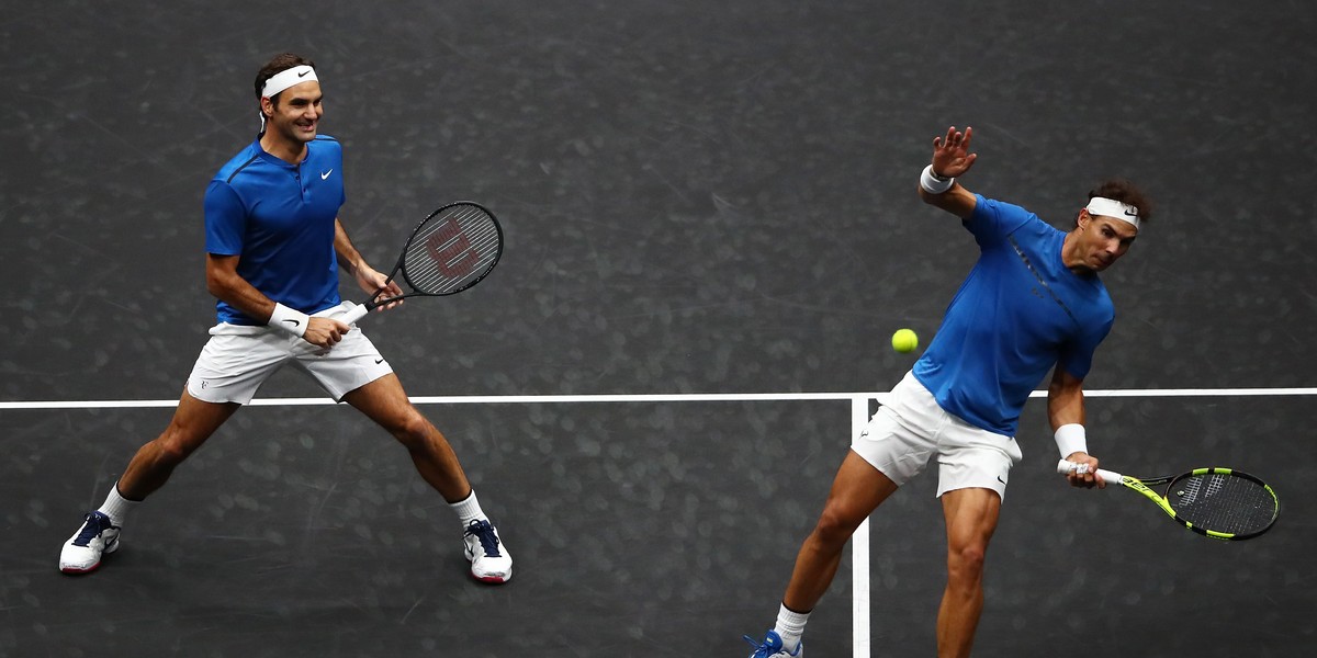 Roger Federer and Rafael Nadal swapped advice and playful jibes after playing together for the first time