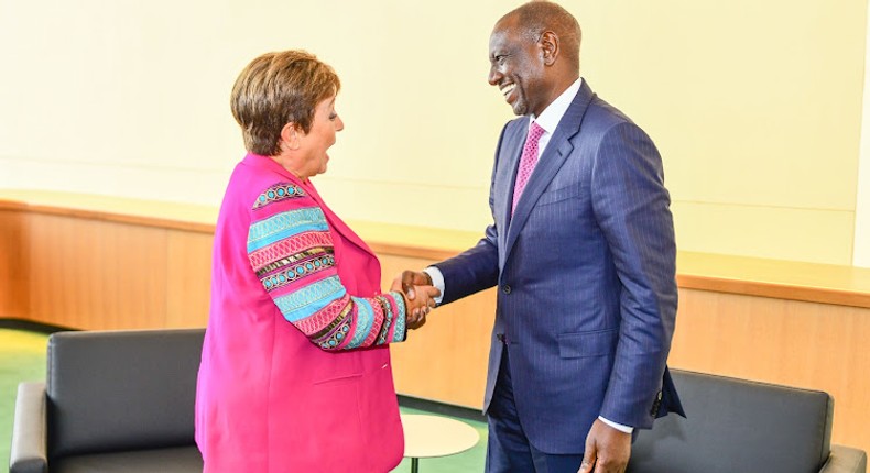 President William Ruto with IMF MD Kristalina Georgieva in New York City on September 20, 2023 Image: PCS