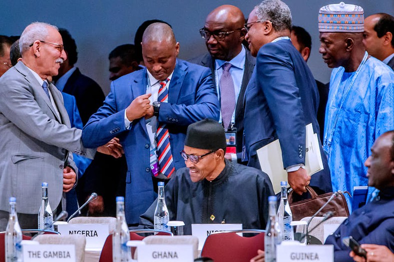 President Muhammadu Buhari  participates at the Plenary Session 3 (Facebook/Femi Adesina)