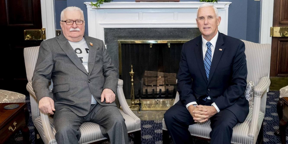 Lech Wałęsa i Mike Pence