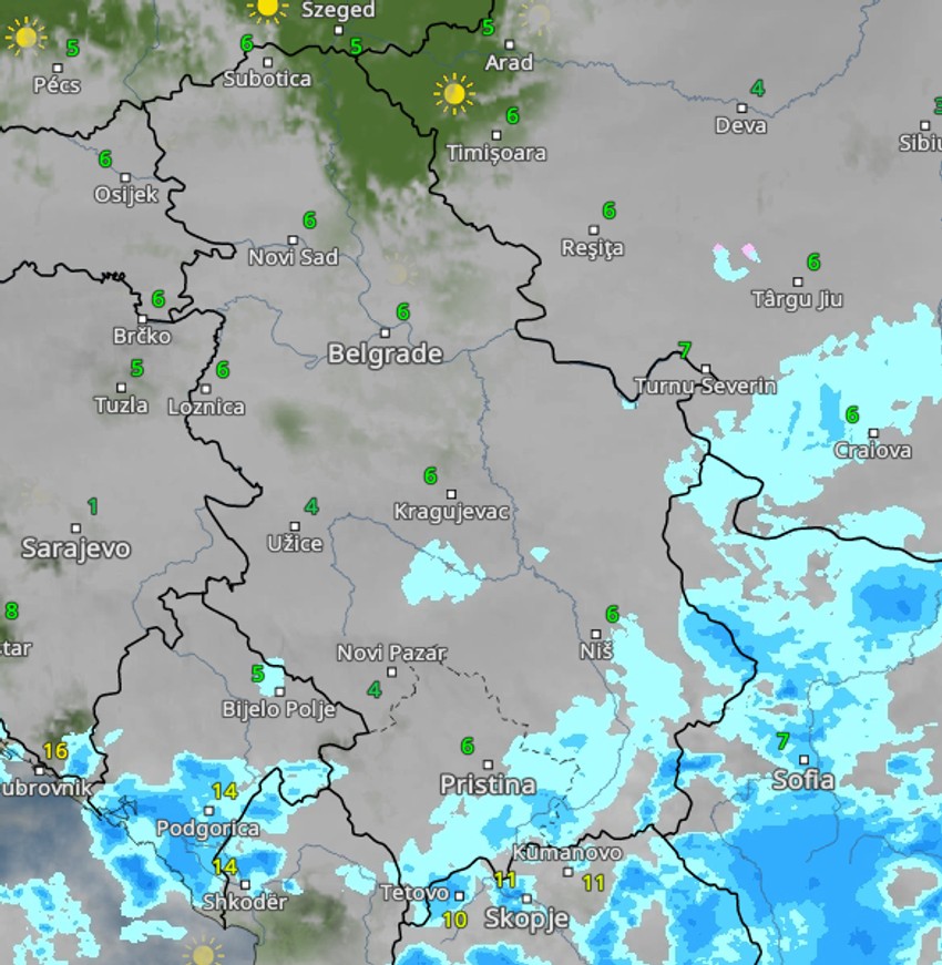 Radarski snimci u 10 sati ujutru