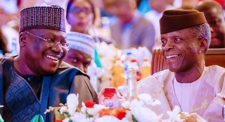 Vice President, Yemi Osinbajo and President of the Senate, Ahmad Lawan at the Independence Day dinner   [Twitter/@NGRPresident]