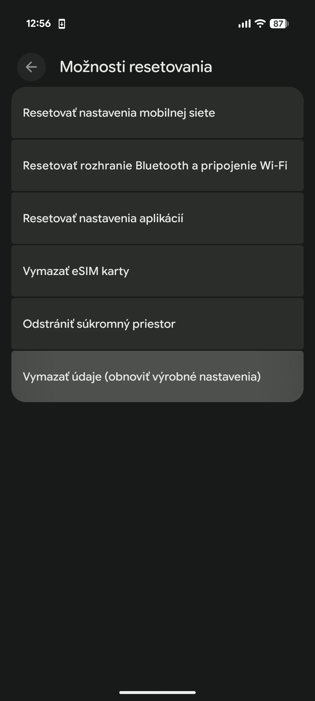 Postup na resetovanie android smartfónu.