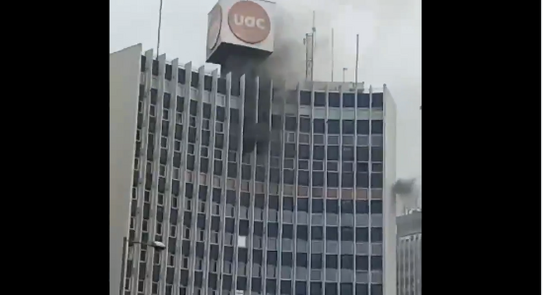 UAC building on fire