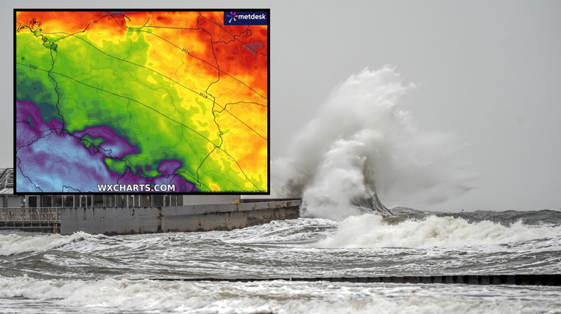 Silny wiatr zaatakuje część Polski. Oto kiedy pogoda będzie najgorsza (mapa: wxcharts.com)