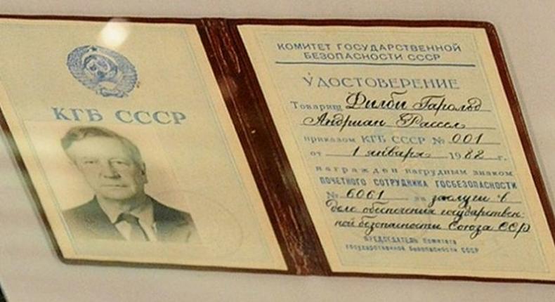 Philby, whose KGB ID card is shown here, was considered Britain's biggest Cold War traitor. The senior MI6 officer was exposed in 1963 after passing information to Moscow over three decades