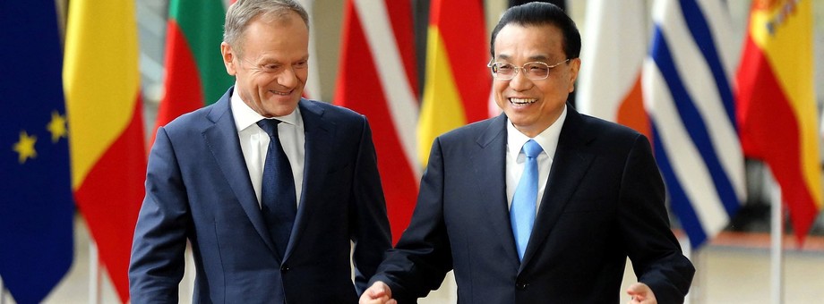 Donald Tusk, szef Rady Europejskiej i Li Keqiang, premier Chin. Bruksela, 9 kwietnia 2019 r.