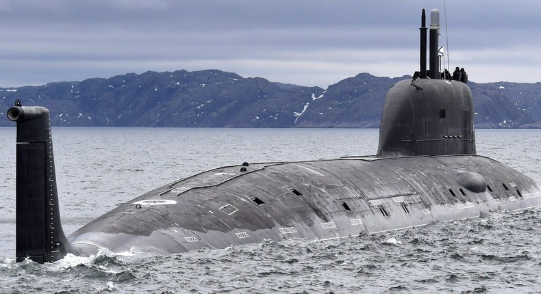 Russian Navy Yasen-class submarine Kazan at its base in Severomorsk in June 2021.Lev Fedoseyev\TASS via Getty Images