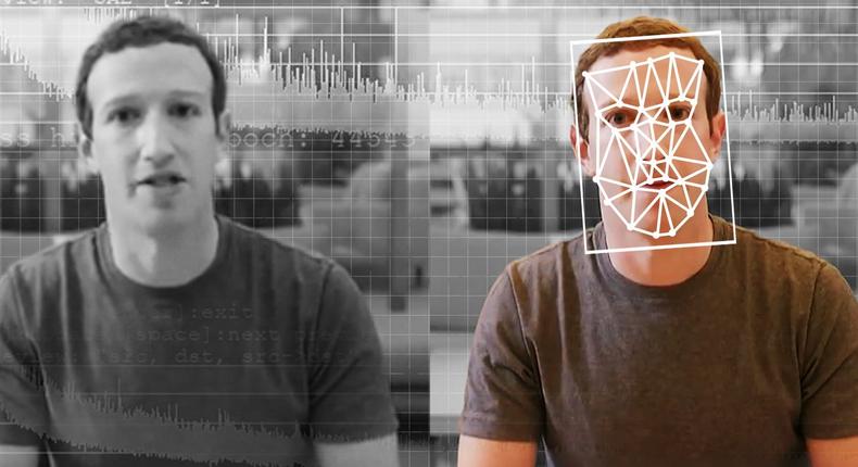 A deepfake video comparison of Facebook CEO Mark Zuckerberg.