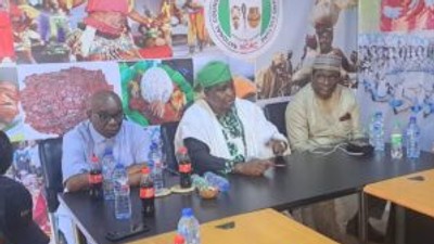 Olusegun Runsewe, Director-General, NCAC, addressing the media in Abuja on Friday. [NAN]