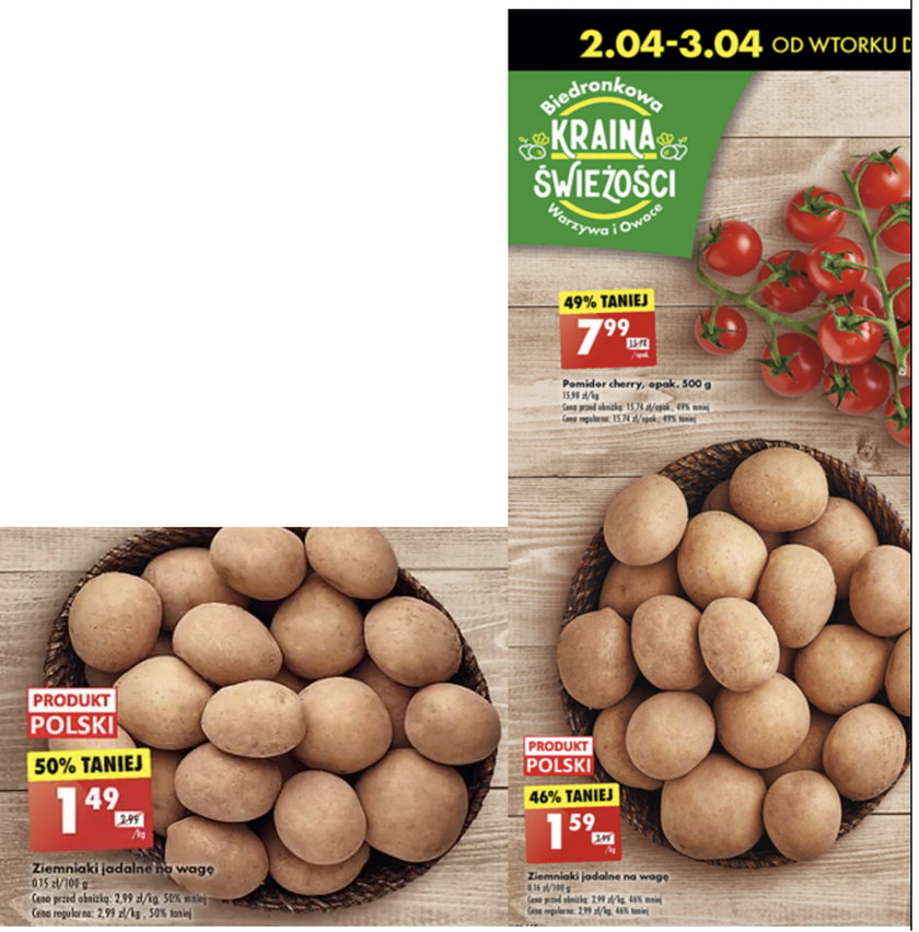 Ceny ziemniaków w Biedronce.