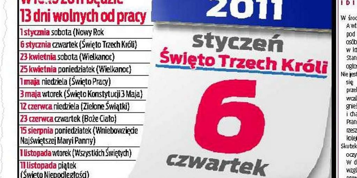 Zobacz, ile stracisz przez wolne w Trzech Króli i co zyskasz