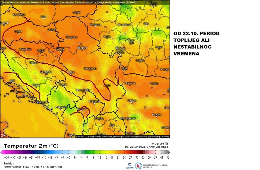 Modeli prognoziraju toplije vreme od 22. oktobra, ali i nestabilno